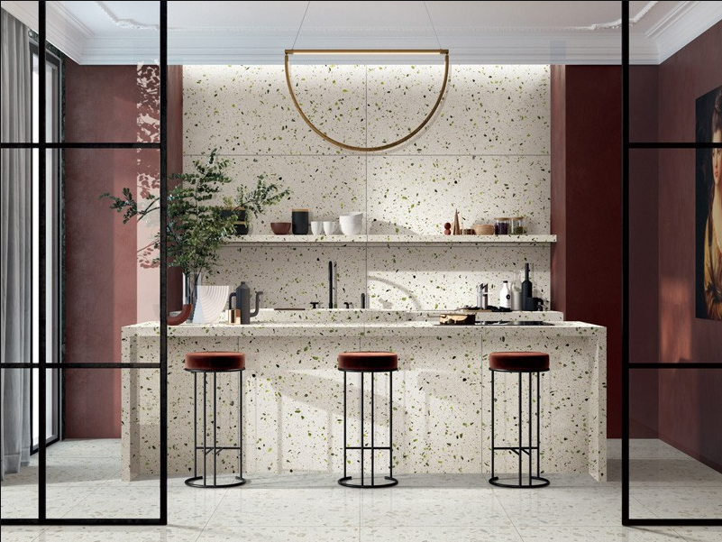 Green Marble Terrazzo Kitchen Tile